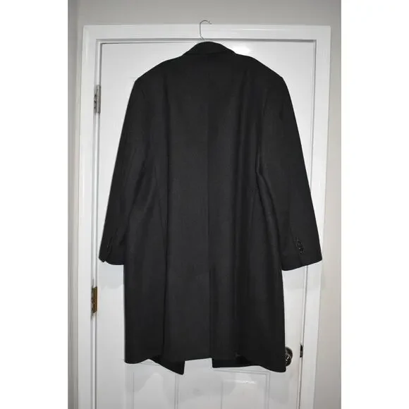 London Fog Wool Trench Jacket Overcoat Lined Men Size 48 Reg Gray Single Vent‎